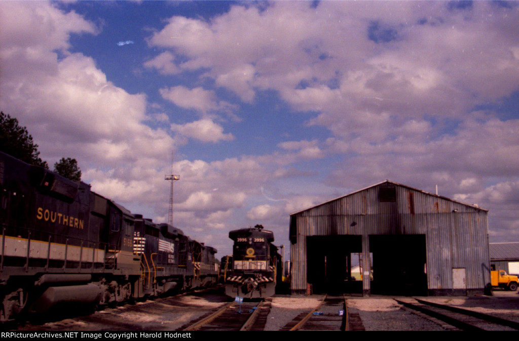 View of the engine house and assorted locos